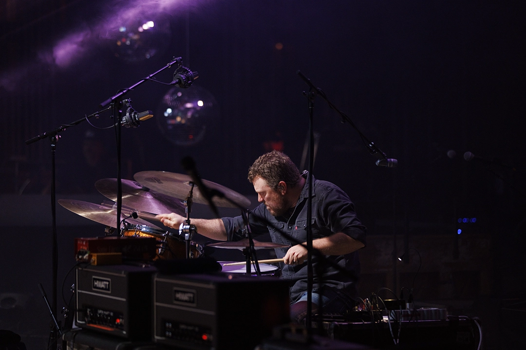 Leon Power performing live on drums
